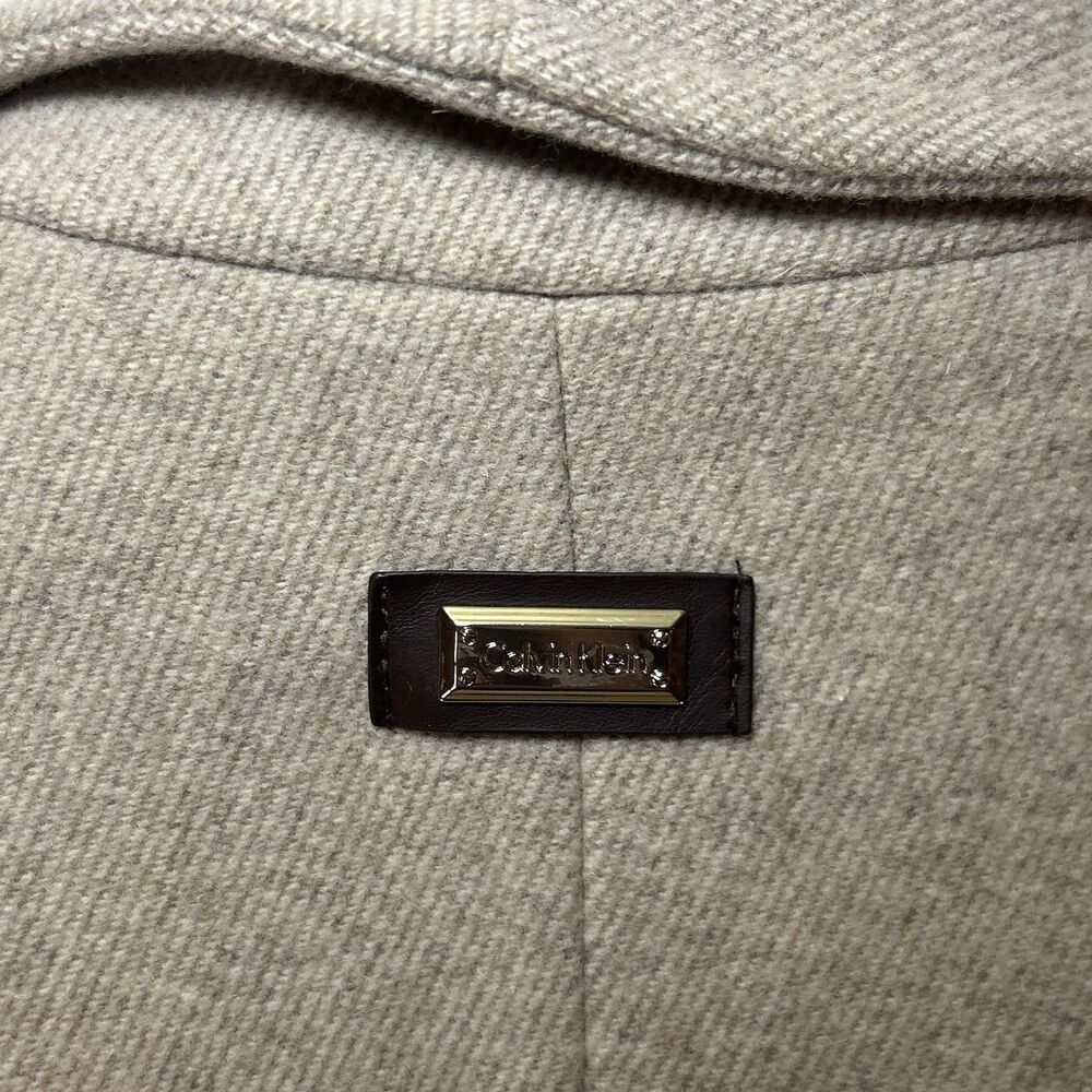 Calvin Klein Womens Wool Blend Belted Tan Wrap Coat Size Medium - Picture 11 of 11
